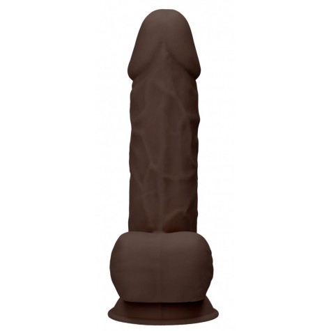 Коричневый фаллоимитатор Silicone Dildo With Balls - 21,6 см.